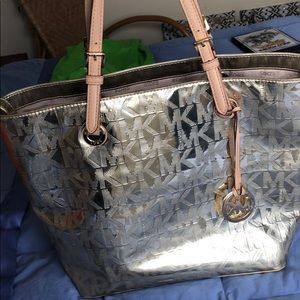 Gold metallic Michael Kors tote